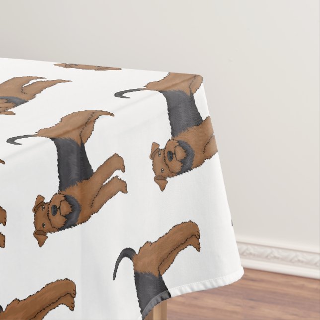 Airedale terrier dog cartoon illustration tablecloth (In Situ)