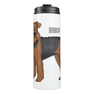 Airedale terrier dog cartoon illustration thermal tumbler