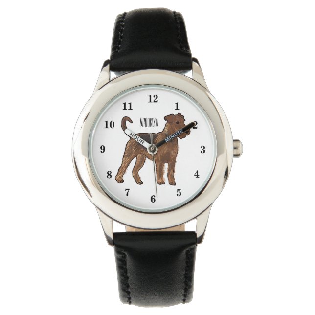 Airedale terrier dog cartoon illustration watch (Front)