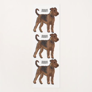 Airedale terrier dog cartoon illustration yoga mat