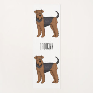 Airedale terrier dog cartoon illustration yoga mat