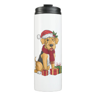 Airedale Terrier Dog Christmas Outfits Santa Hat D Thermal Tumbler