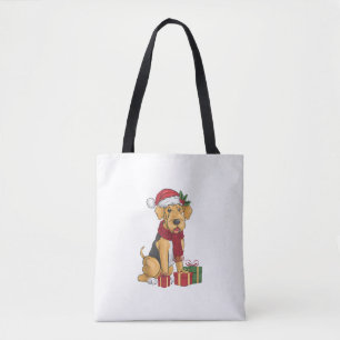 Airedale Terrier Dog Christmas Outfits Santa Hat D Tote Bag