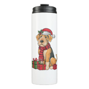 Airedale Terrier Dog Christmas Parties Holiday San Thermal Tumbler