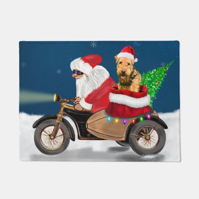 Airedale Terrier Dog Christmas Santa Claus    Doormat (Front)