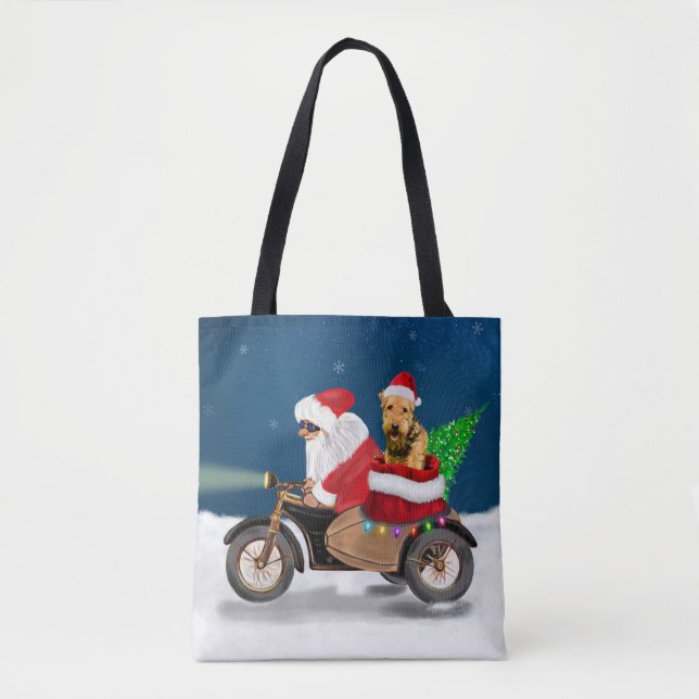 Airedale Terrier Dog Christmas Santa Claus   Tote Bag (Front)