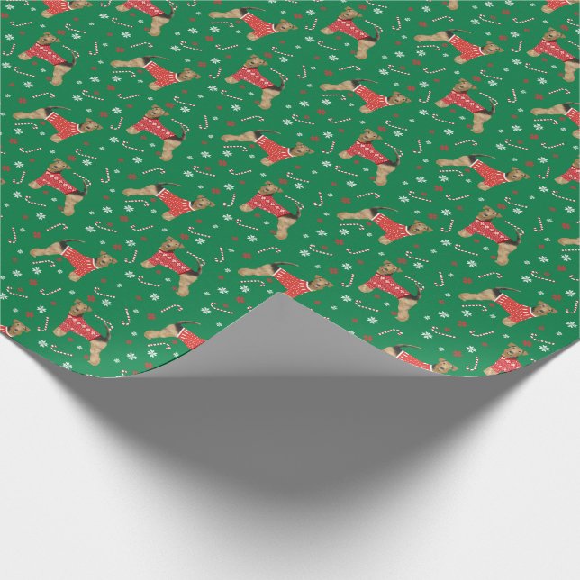 Airedale Terrier Dog Christmas Sweater Wrapping Paper (Corner)