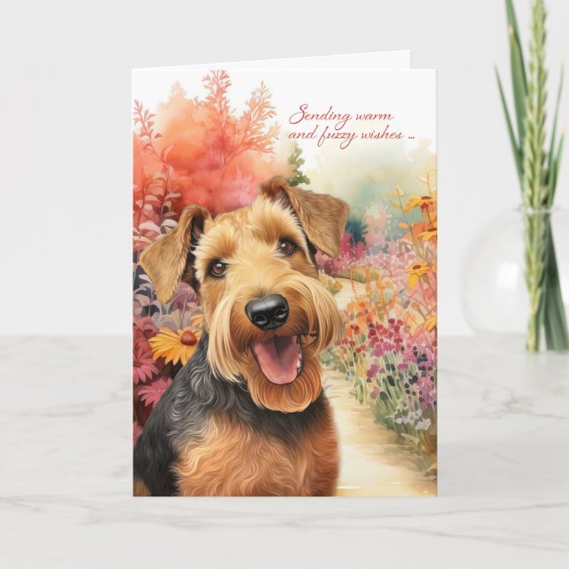 Airedale Terrier Dog Garden Path Get Well Card (Front)