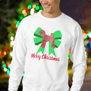 Airedale Terrier Dog & Green Bow Christmas Sweatshirt