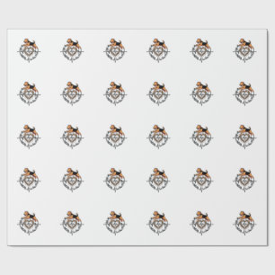 Airedale Terrier Dog Jumping Heart Ekg Line Wrapping Paper