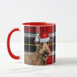 Airedale Terrier Dog Lover Holiday Plaid Christmas Mug