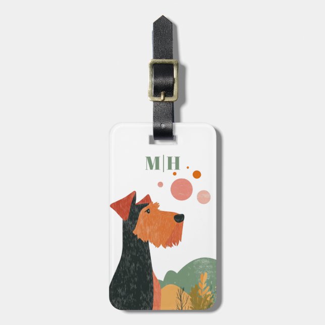 Airedale Terrier Dog Luggage Tag (Front Vertical)