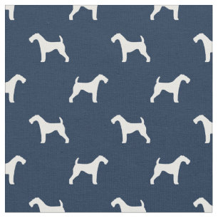 airedale terrier dog navy silhouette fabric