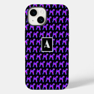 Airedale Terrier Dog Pnk Blu Silhouette Mono Black iPhone 14 Case