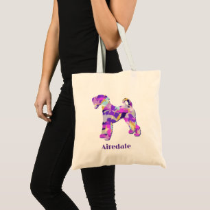 Airedale Terrier Dog Purple Silhouette 2 Sided Tote Bag