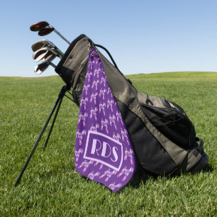 Airedale Terrier Dog Purple Silhouette Monogrm Golf Towel