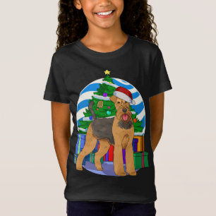 Airedale Terrier Dog Santa Christmas Tree Decor T-Shirt
