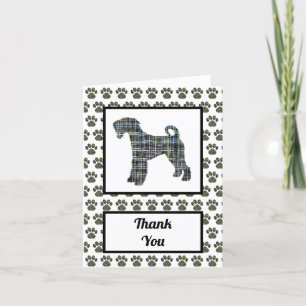 Airedale Terrier Dog Silhouette Grid Thank You Card
