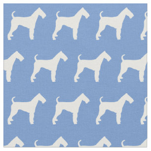 Airedale Terrier Dog Silhouette Pet Light Blue Fabric