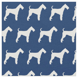 Airedale Terrier Dog Silhouette Pet Navy Blue Fabric