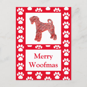 Airedale Terrier Dog Silhouette RedMerry Christmas Postcard