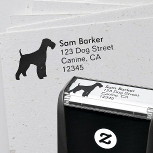 Airedale Terrier Dog Silhouette Return Address Self-inking Stamp