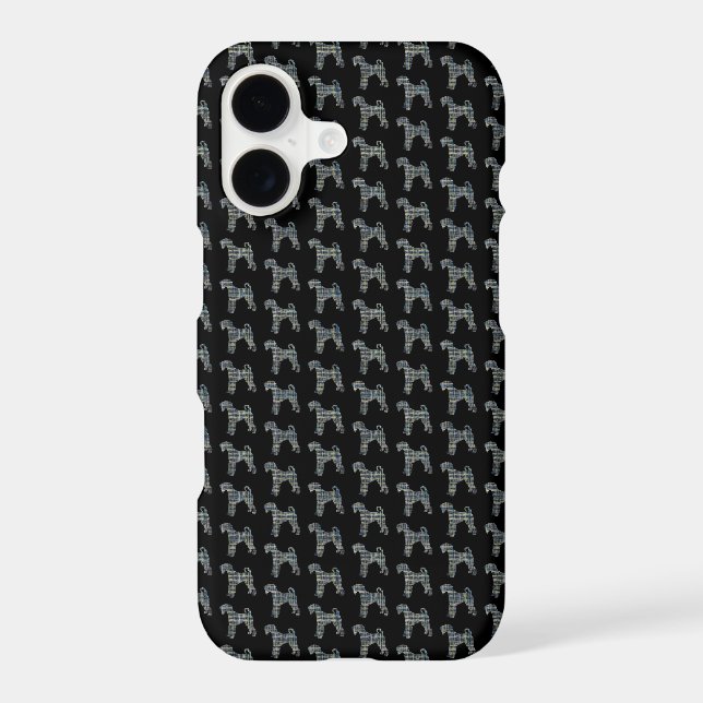 Airedale Terrier Dog Silhouette Yellow Black Grid iPhone Case (Back)
