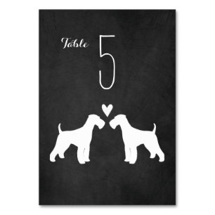 Airedale Terrier Dog Silhouettes Wedding Reception Table Number