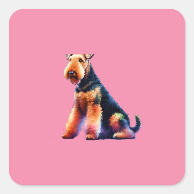 Airedale terrier Dog Square Sticker (Front)