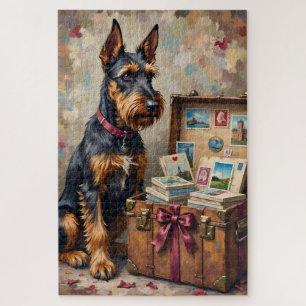 Airedale Terrier Dog Vintage Love Postcards Jigsaw Puzzle
