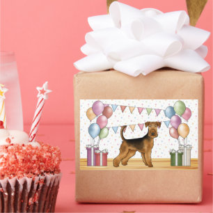 Airedale Terrier Dog With Pastel Colours Birthday Rectangular Sticker