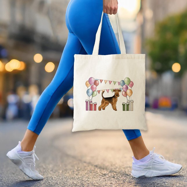 Airedale Terrier Dog With Pastel Colours Birthday Tote Bag (Please note: This image is a digital mockup. The product may not be in scale.)