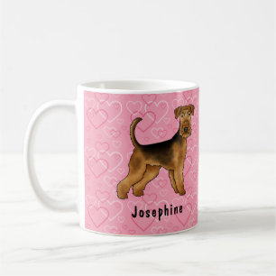 Airedale Terrier Dog With Pink Hearts And Name Coffee Mug