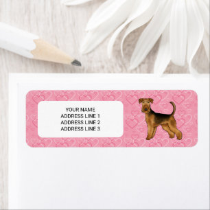 Airedale Terrier Dog With Pink Hearts And Text