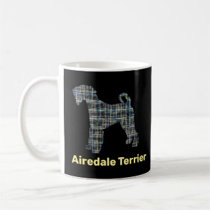 Airedale Terrier Dog Yellow & Black Grid Lines Coffee Mug