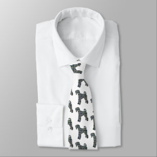 Airedale Terrier Dog Yellow & Blue Lines White Tie