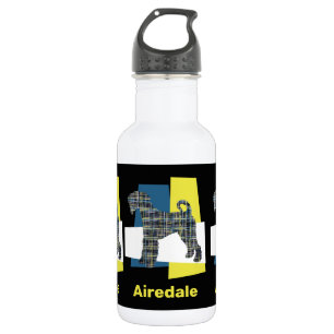 Airedale Terrier Dog Yellow & Blue Triangle Grid 532 Ml Water Bottle