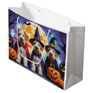 Airedale Terrier Dogs Pumpkin Halloween Funny Large Gift Bag