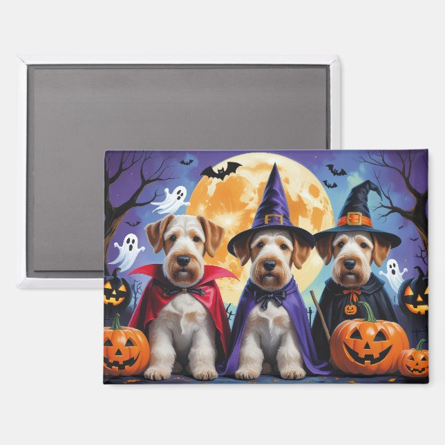 Airedale Terrier Dogs Pumpkin Halloween Funny Magnet (Front/Back)