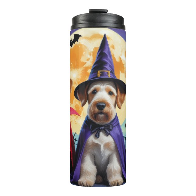 Airedale Terrier Dogs Pumpkin Halloween Funny Thermal Tumbler (Front)