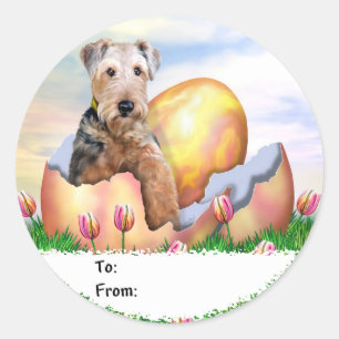 Airedale Terrier Easter Surprise Classic Round Sticker