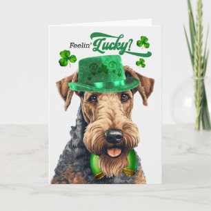 Airedale Terrier Feelin' Lucky St Patrick's Day Holiday Card