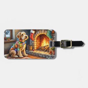 Airedale Terrier Fireplace Christmas Lights Luggage Tag