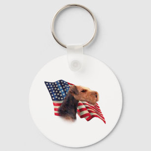 Airedale Terrier Flag Key Ring