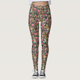 Airedale Terrier Floral print leggings - charcoal