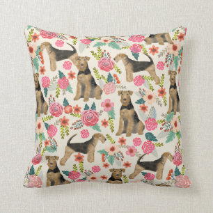 Airedale Terrier Floral print pillow