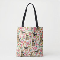 Airedale Terrier floral print tote bag