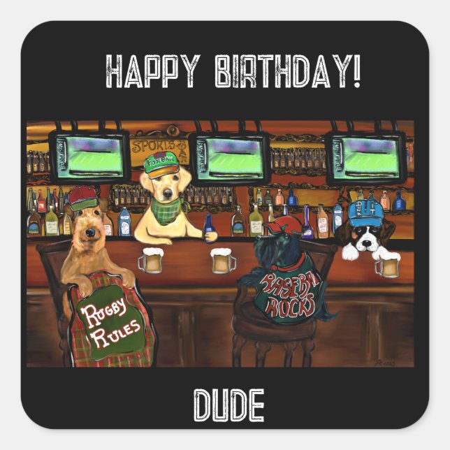 AIREDALE TERRIER & FRIENDS Postcard Square Sticker (Front)