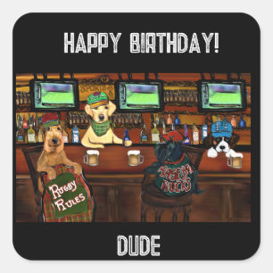 AIREDALE TERRIER & FRIENDS Postcard Square Sticker