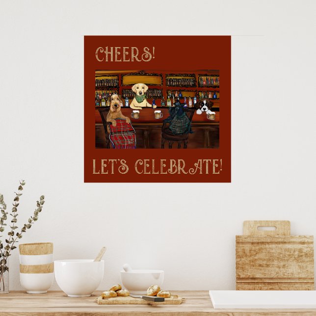  AIREDALE TERRIER  & FRIENDS       POSTER (Kitchen)